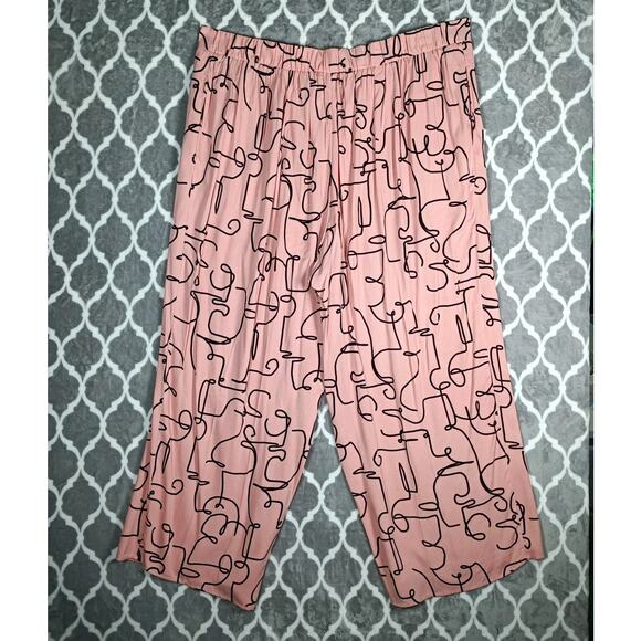 ELOQUII Pajamas 2 Piece Set Womens 24/26 Pink Abstract Print Plus Size Rayon - Picture 12 of 16